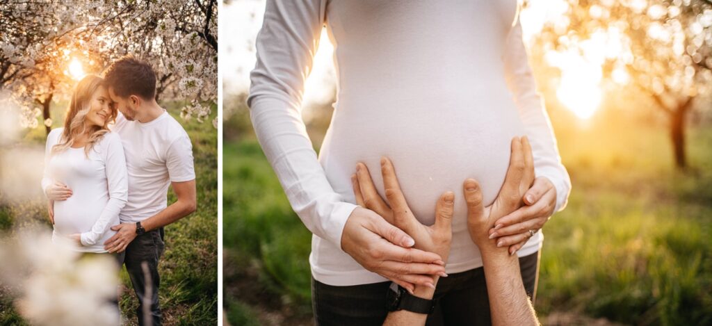 Těhotenské focení v kvetoucím sadu Uherské Hradiště